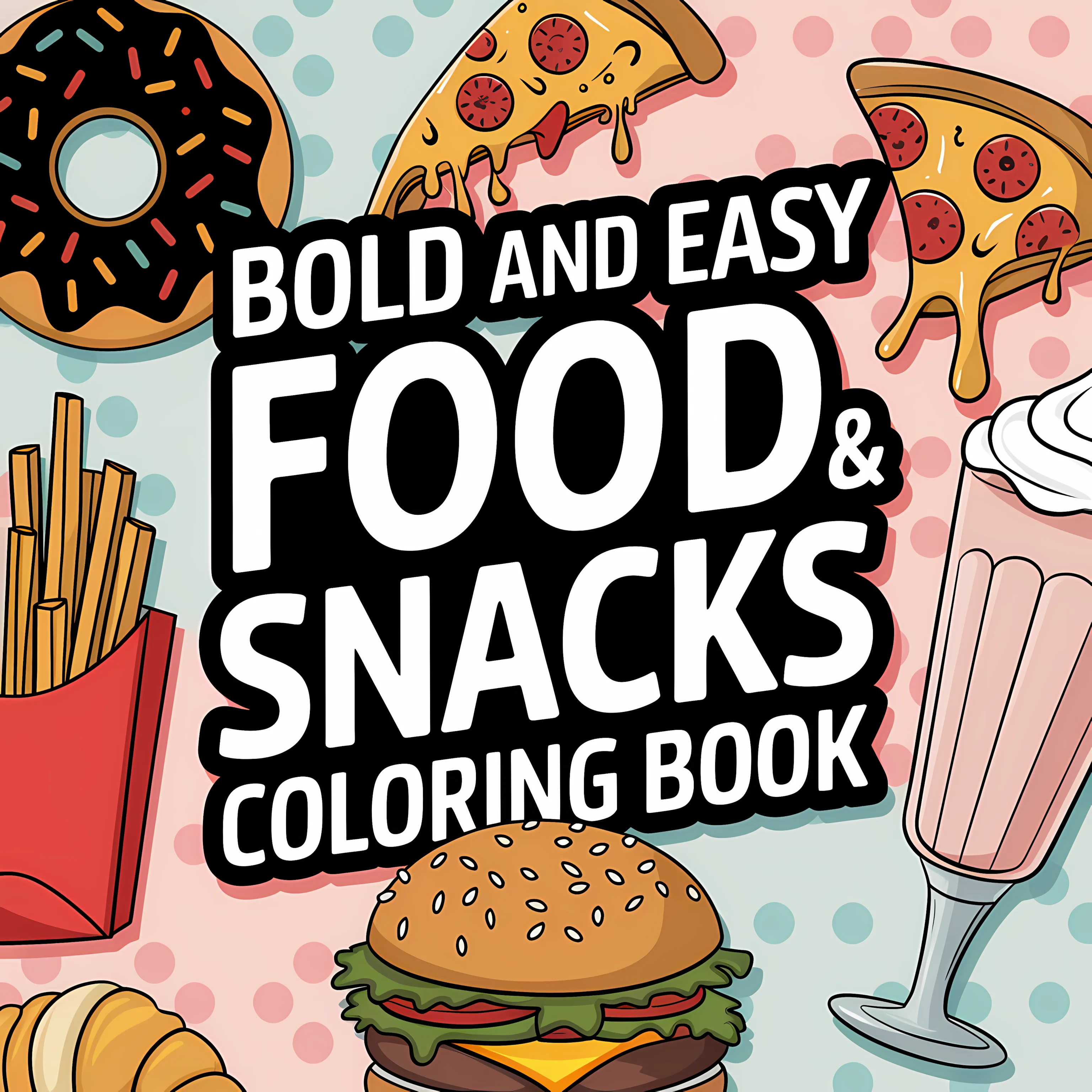 Food Snacks Drawing - สมุดระบายสีอาหารและขนมง่ายๆ สำหรับผู้ใหญ่ สมุดระบายสี ของขวัญวันเกิด อุปกรณ์กลับไปโรงเรียน สมุดวาดภาพน่ารักสำหรับผู้ใหญ่