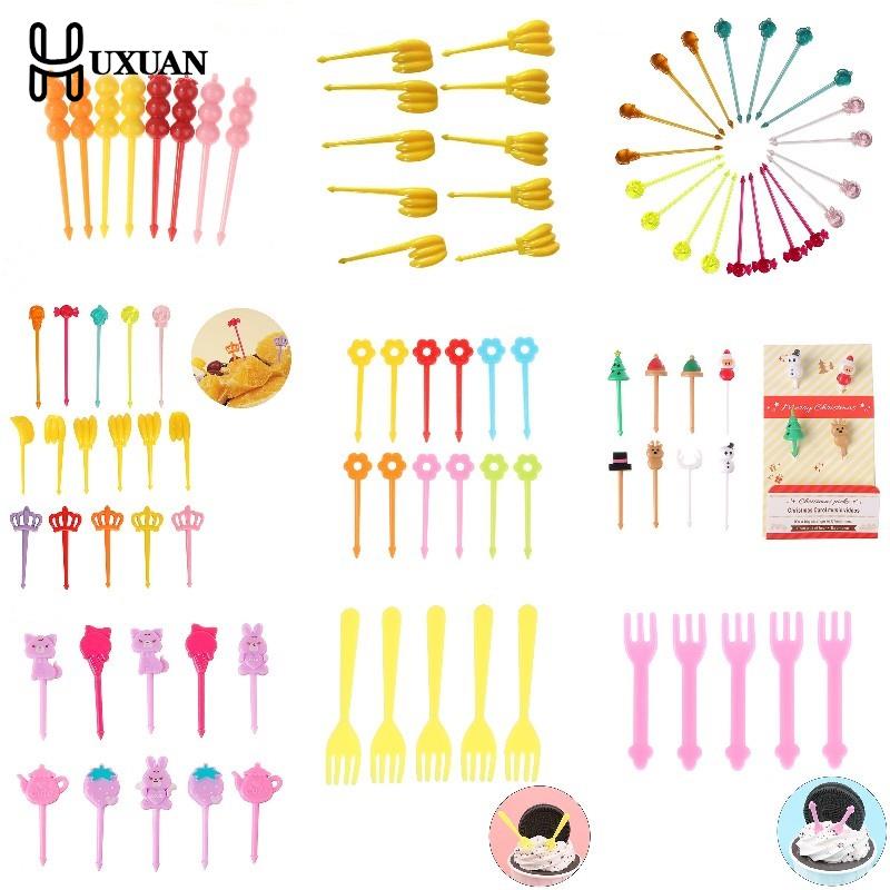 Xmas Food Snacks - 1ชุดน่ารักแมวขนาดเล็ก Crown ผลไม้ Xmas อาหารเด็กขนมขบเคี้ยวเค้กขนมอาหารผลไม้ Forks