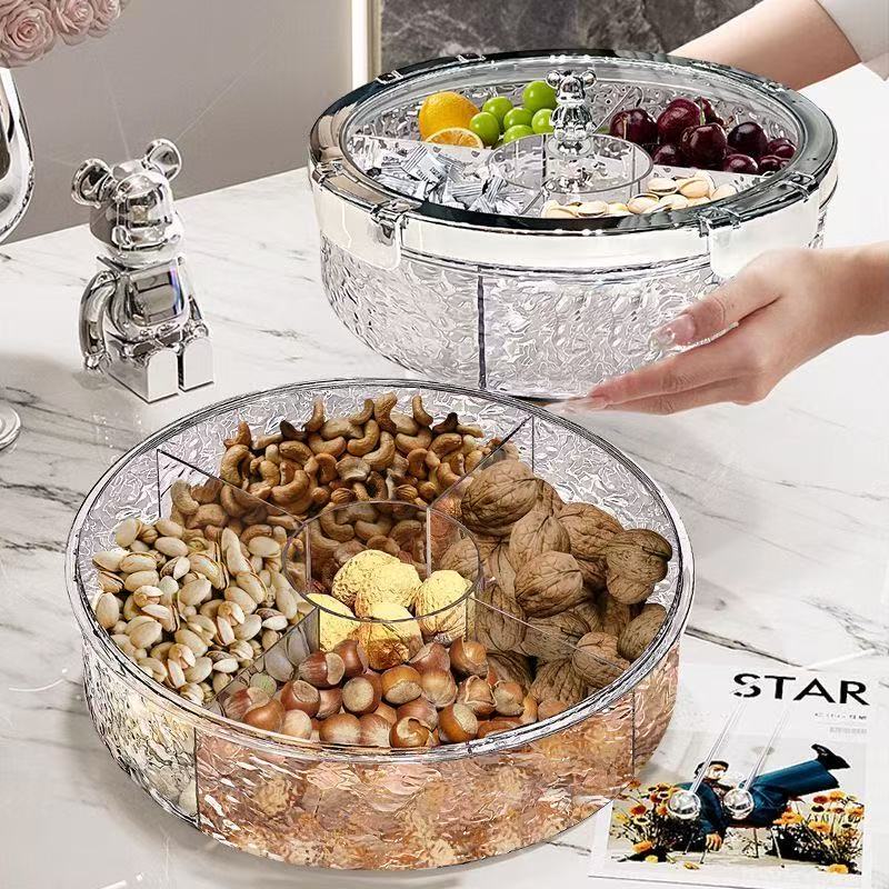 Food Platter Snacks - กล่องแบ่งช่องใส่ขนมผลไม้ ถาดเสิร์ฟพร้อมฝาปิด ถาดใส่ขนมหวาน ช่องเก็บอาหาร ถั่ว ขนมขบเคี้ยวแห้ง