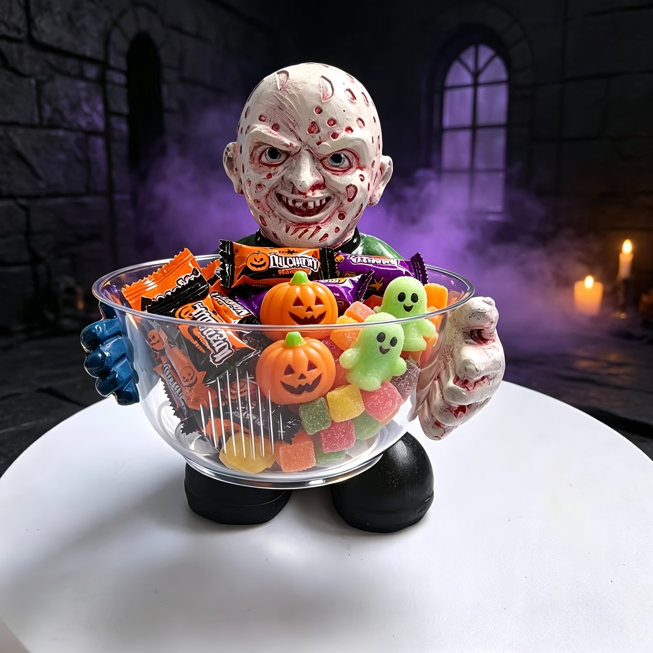Zombie Snacks - ชามขนมรูปซอมบี้ รูปปั้นเรซิน ของตกแต่งบ้านแนวสยองขวัญสำหรับฮาโลวีน ที่ใส่ขนมสุดหลอนพร้อมชามธีมซอมบี้ ของขวัญ