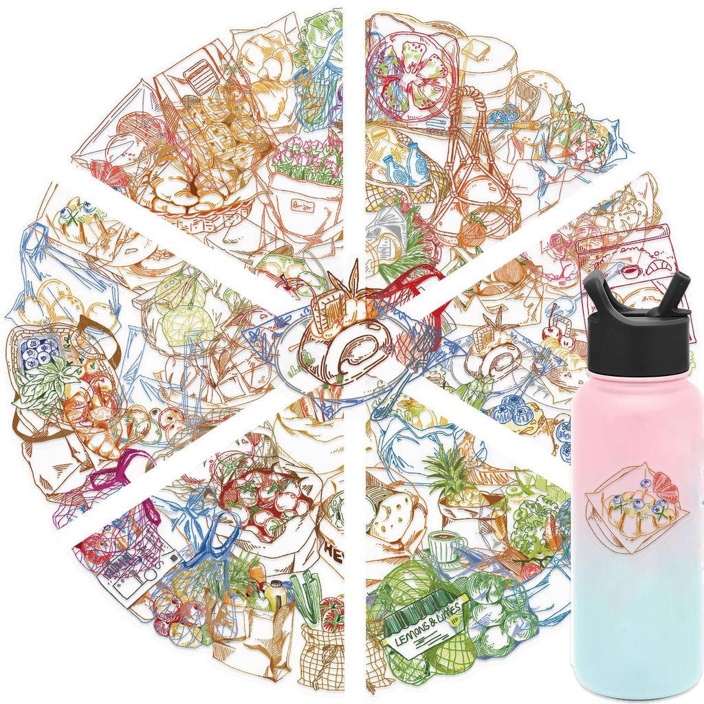 สติกเกอร์กันน้ำ PET ลายอาหารสี - Food Snacks Drawing บทวิจารณ์และราคา