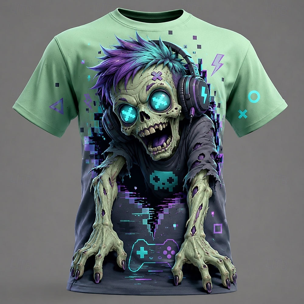 เสื้อยืดคอกลมพิมพ์ลาย 3 มิติ ส - Zombie Snacks บทวิจารณ์และราคา