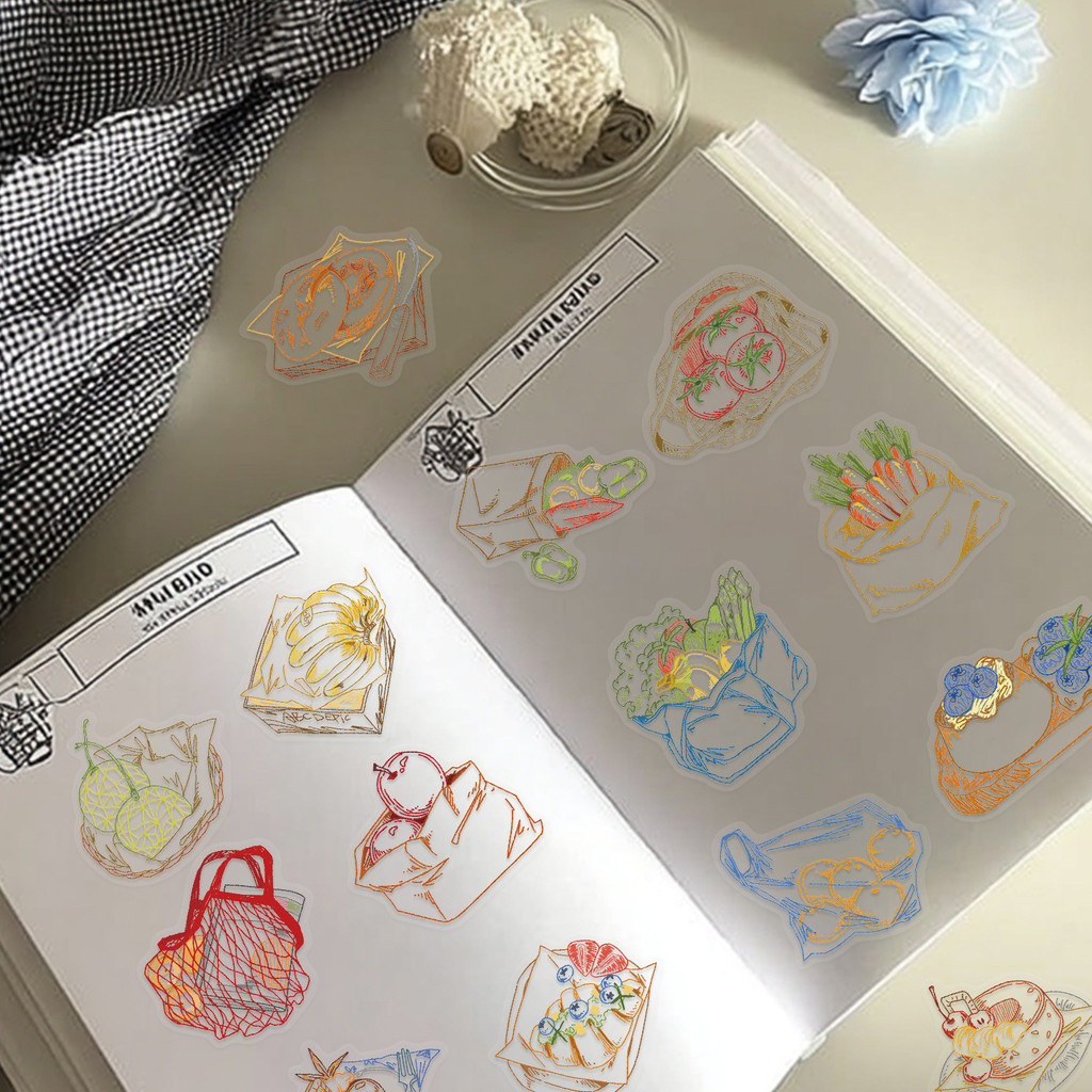 สติกเกอร์กันน้ำลายเส้นสีอาหาร  - Food Snacks Drawing บทวิจารณ์และราคา